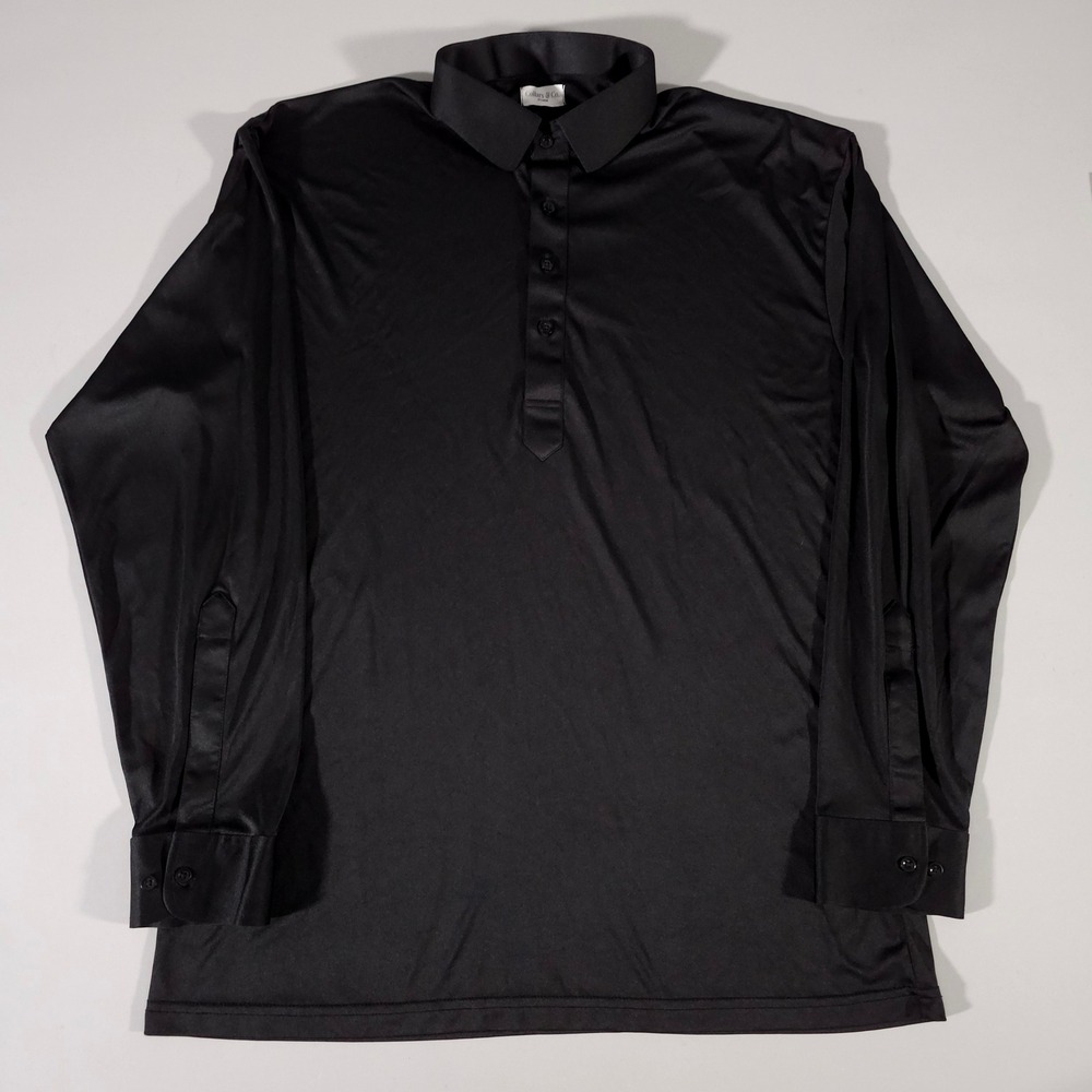 Collars & Co. Dress Collar Polo Mens 2XL Black Long Sleeve Performance Shirt